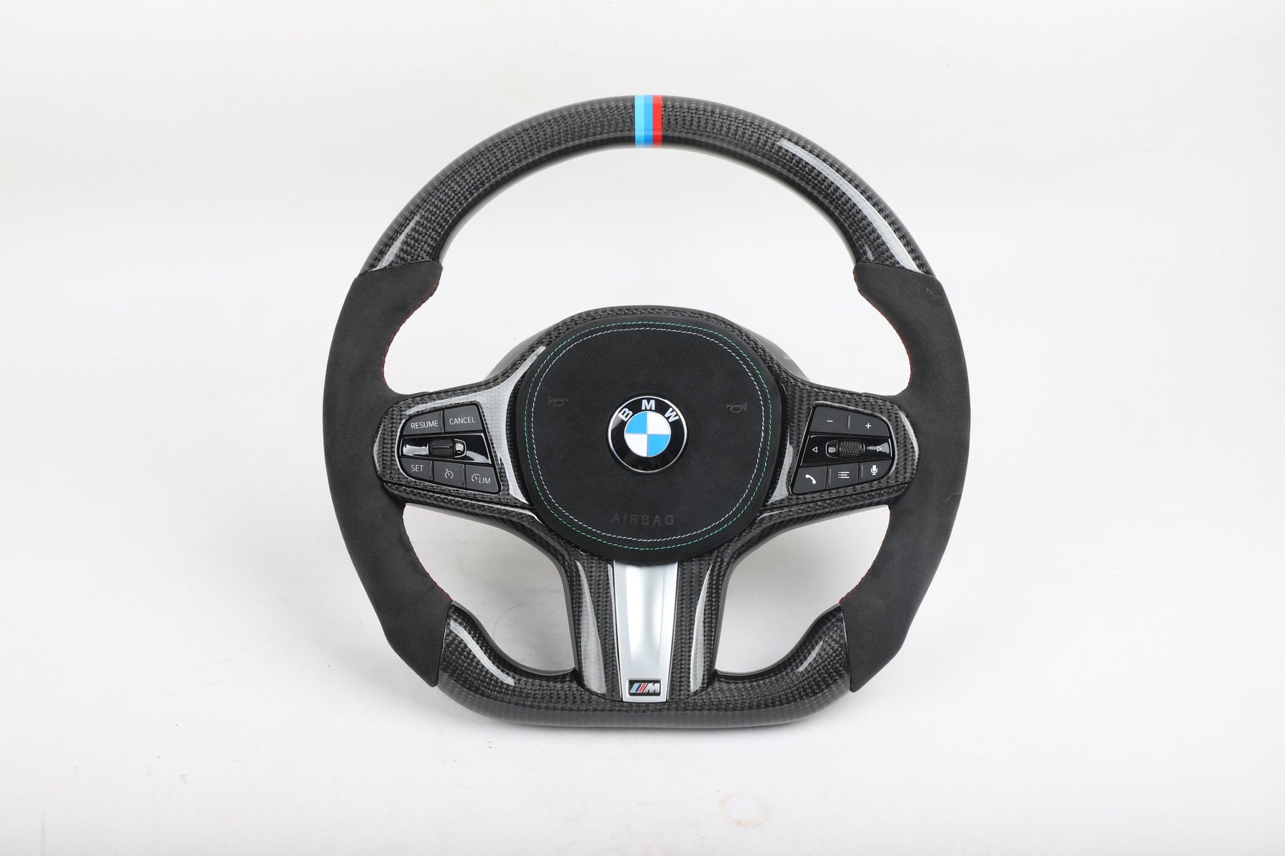 BMW Custom-Lenkrad mit Carbon und farbiger Mittelmarkierung