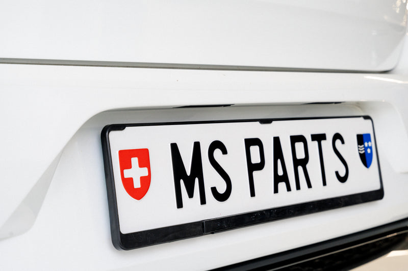 Klett-Kennzeichenhalter Schweiz – Rahmenlos, ohne Bohren | MS Parts
