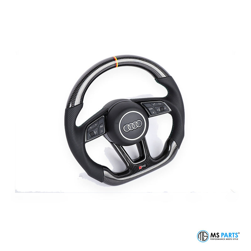 MS Parts Custom Carbon-Lenkrad für Audi B9 mit farbiger 12-Uhr-Markierung