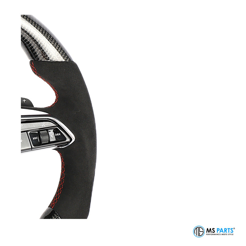Detail: Bedientasten und Griffzone am Audi A6 S6 C8 Lenkrad