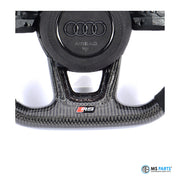 Detail: Carbon-Mittelspange mit RS-Emblem, Audi RS4 RS5 B9 Lenkrad