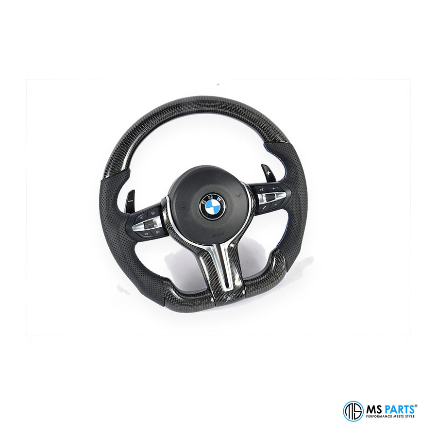 MS Parts Custom Carbon-Lenkrad für BMW F-Serie, Sichtcarbon mit M-Streifen bei 12 Uhr