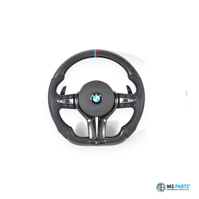 MS Parts Custom Carbon-Lenkrad für BMW F-Serie mit rotem Ring um den Airbag