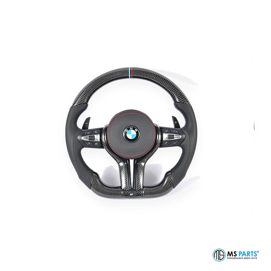 MS Parts Custom Carbon-Lenkrad für BMW F-Serie mit rotem Ring um den Airbag