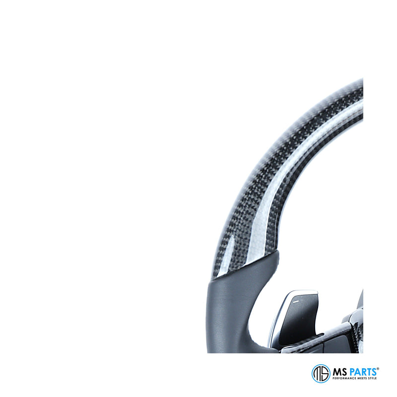 MS Parts Custom Carbon-Lenkrad, Griffzone in perforiertem Leder mit Sichtcarbon (Beispielbild)