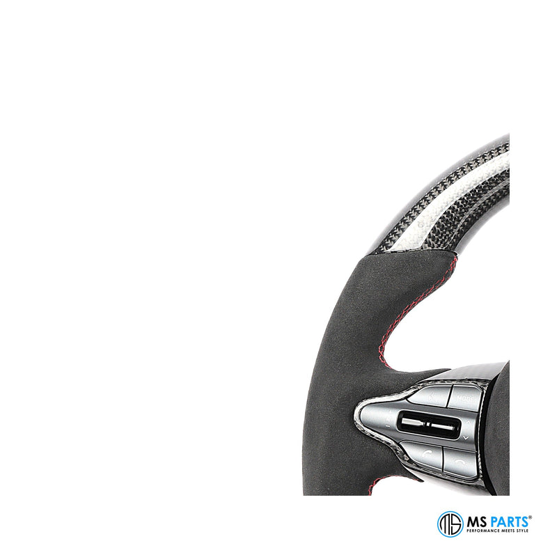 Detail: Sichtcarbon am oberen Kranz mit Alcantara-Griffzone, Hyundai i30 N