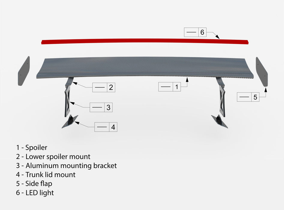 Maxton Design Carbon Fiber Spoiler With External Brackets Uprights +LED light BMW M2 G87 / M240i / 2 M-Pack / 2 Standard G42
