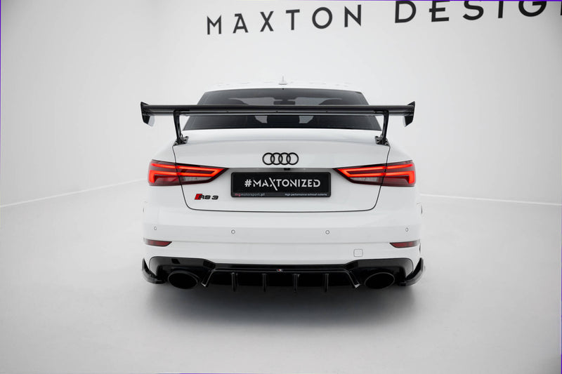Maxton Design Carbon Spoiler With External Brackets Uprights  Audi A3 / A3 S-Line / S3 / RS3 Sedan 8V / 8V Facelift