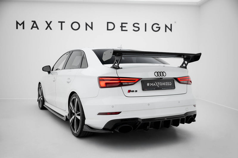 Maxton Design Carbon Spoiler With External Brackets Uprights  Audi A3 / A3 S-Line / S3 / RS3 Sedan 8V / 8V Facelift