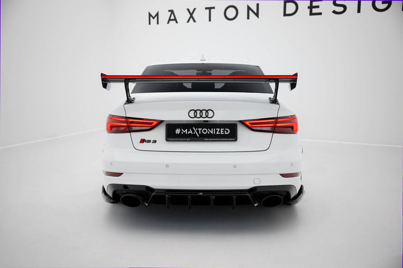 Maxton Design Carbon Spoiler With External Brackets Uprights + LED Audi A3 / A3 S-Line / S3 / RS3 Sedan 8V / 8V Facelift