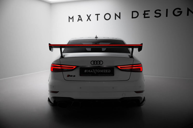 Maxton Design Carbon Spoiler With External Brackets Uprights + LED Audi A3 / A3 S-Line / S3 / RS3 Sedan 8V / 8V Facelift