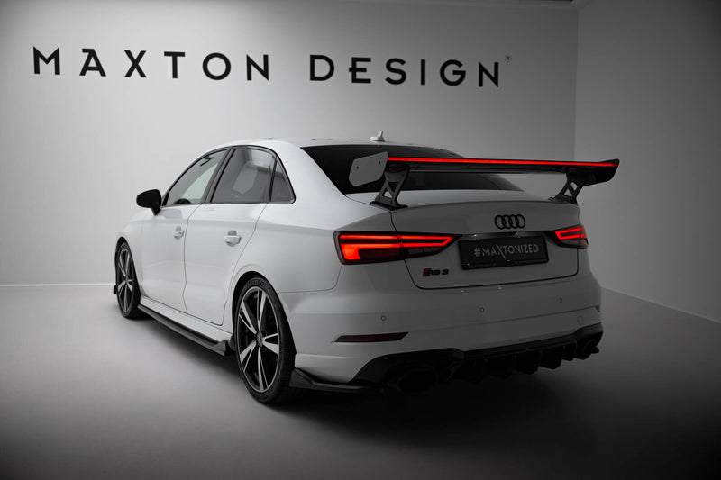 Maxton Design Carbon Spoiler With External Brackets Uprights + LED Audi A3 / A3 S-Line / S3 / RS3 Sedan 8V / 8V Facelift