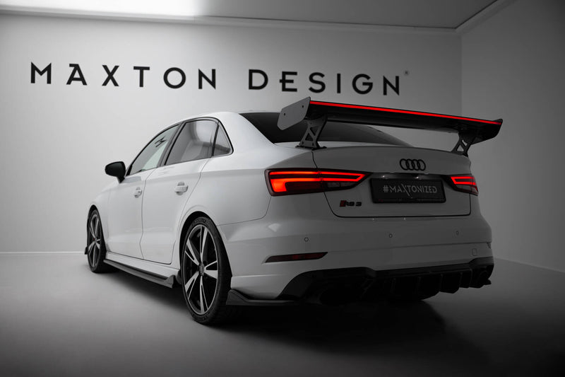 Maxton Design Carbon Spoiler With External Brackets Uprights + LED Audi A3 / A3 S-Line / S3 / RS3 Sedan 8V / 8V Facelift