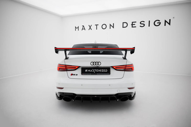 Maxton Design Carbon Spoiler With External Brackets Uprights + LED Audi A3 / A3 S-Line / S3 / RS3 Sedan 8V / 8V Facelift