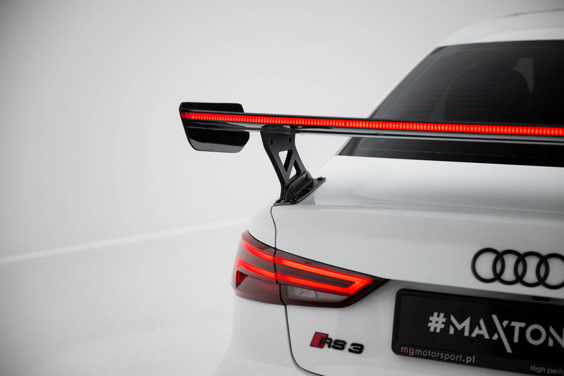 Maxton Design Carbon Spoiler With External Brackets Uprights + LED Audi A3 / A3 S-Line / S3 / RS3 Sedan 8V / 8V Facelift
