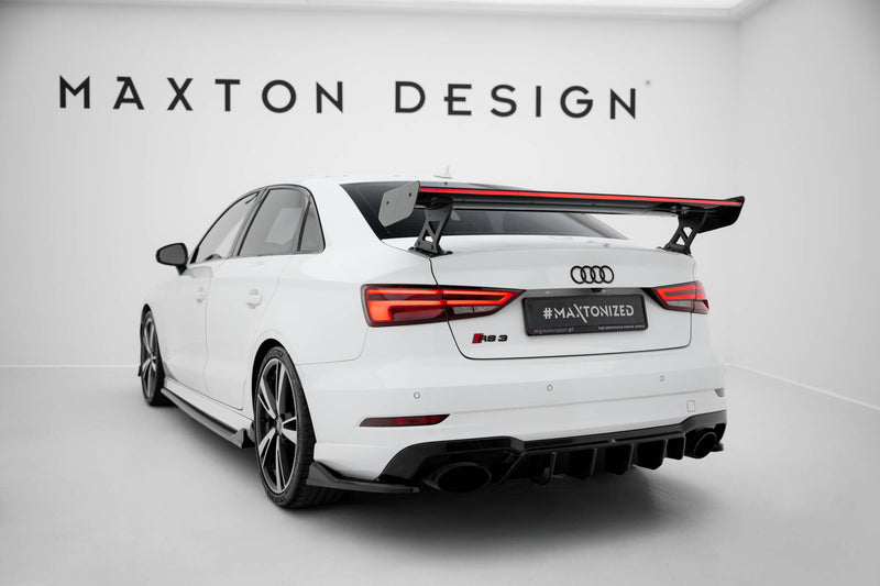 Maxton Design Carbon Spoiler With External Brackets Uprights + LED Audi A3 / A3 S-Line / S3 / RS3 Sedan 8V / 8V Facelift