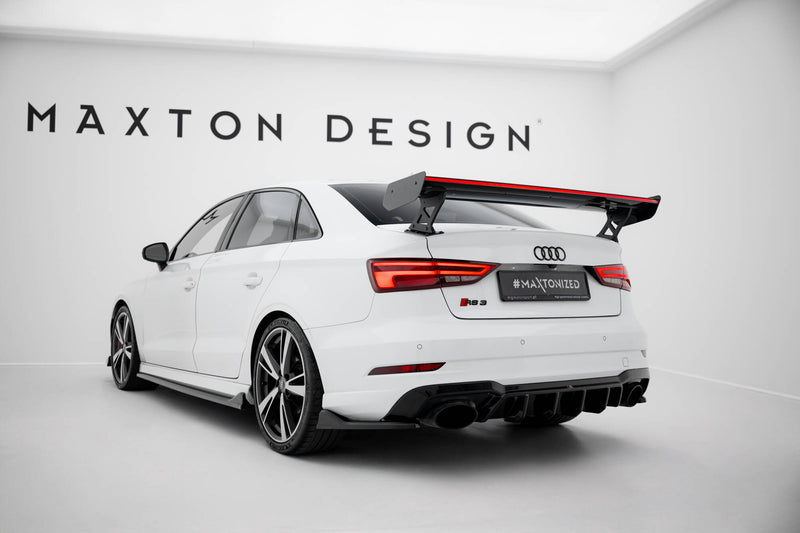 Maxton Design Carbon Spoiler With External Brackets Uprights + LED Audi A3 / A3 S-Line / S3 / RS3 Sedan 8V / 8V Facelift