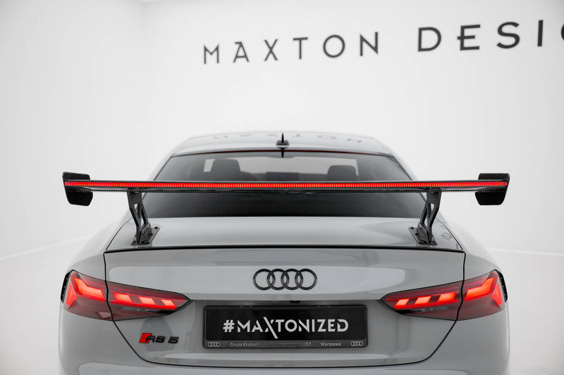 Maxton Design Carbon Spoiler With External Brackets Uprights V.1 + LED Audi A5 / A5 S-Line / S5 / RS5 Coupe F5 / F5 Facelift