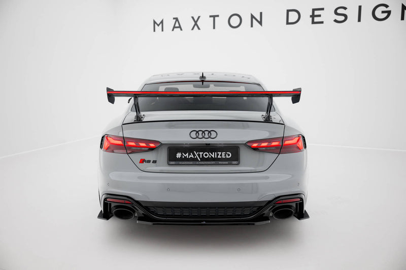 Maxton Design Carbon Spoiler With External Brackets Uprights V.1 + LED Audi A5 / A5 S-Line / S5 / RS5 Coupe F5 / F5 Facelift