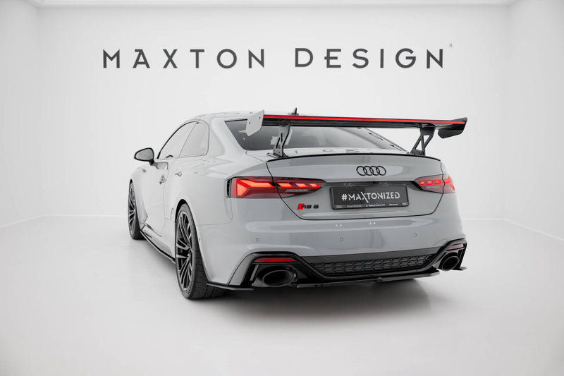 Maxton Design Carbon Spoiler With External Brackets Uprights V.1 + LED Audi A5 / A5 S-Line / S5 / RS5 Coupe F5 / F5 Facelift