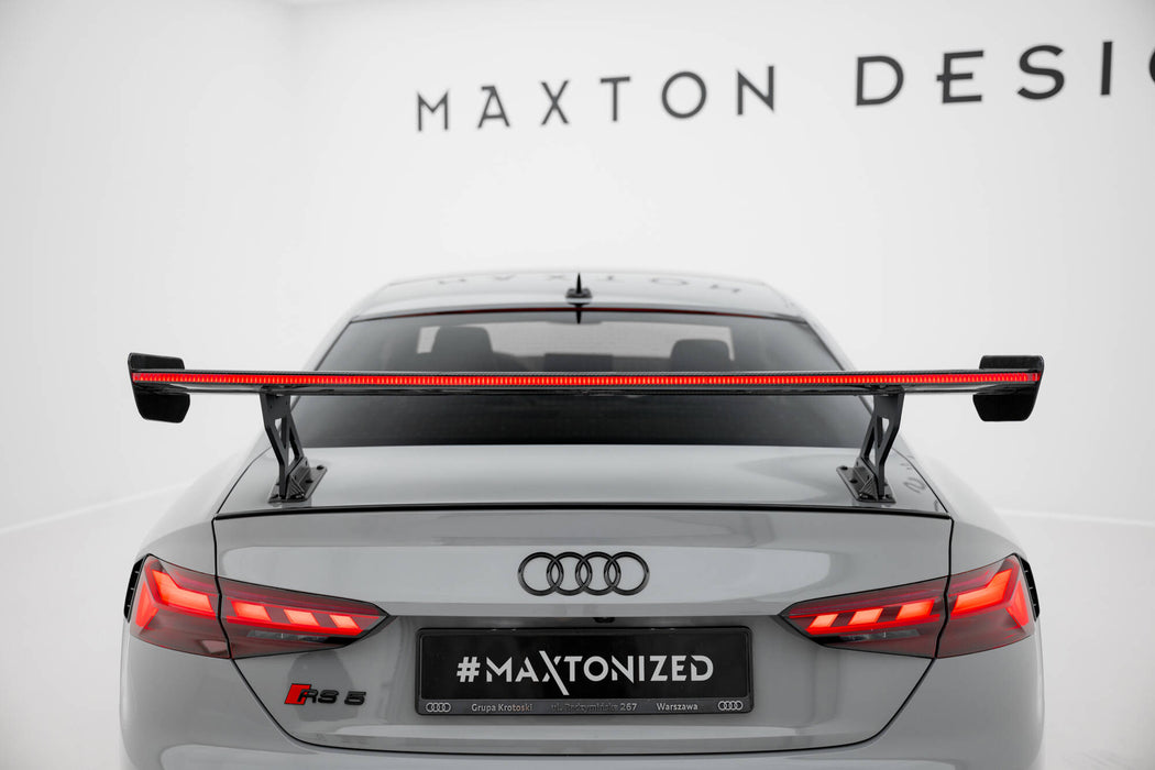 Maxton Design Carbon Spoiler With External Brackets Uprights V.1 + LED Audi A5 / A5 S-Line / S5 / RS5 Coupe F5 / F5 Facelift