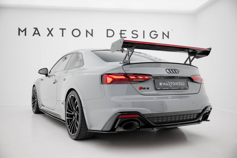 Maxton Design Carbon Spoiler With External Brackets Uprights V.1 + LED Audi A5 / A5 S-Line / S5 / RS5 Coupe F5 / F5 Facelift