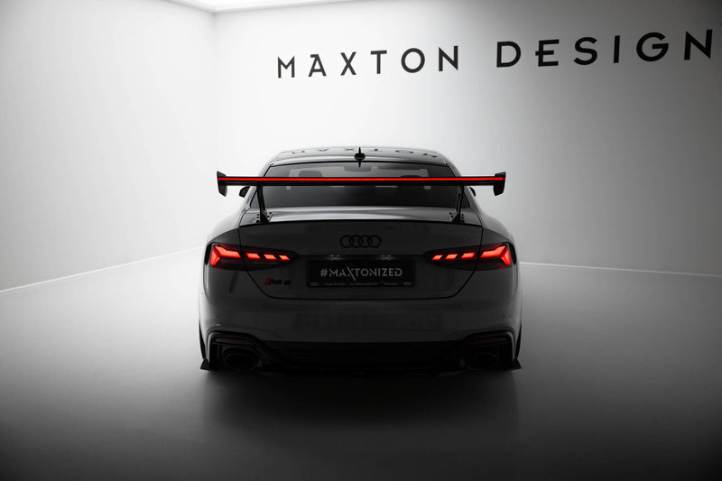 Maxton Design Carbon Spoiler With External Brackets Uprights V.1 + LED Audi A5 / A5 S-Line / S5 / RS5 Coupe F5 / F5 Facelift