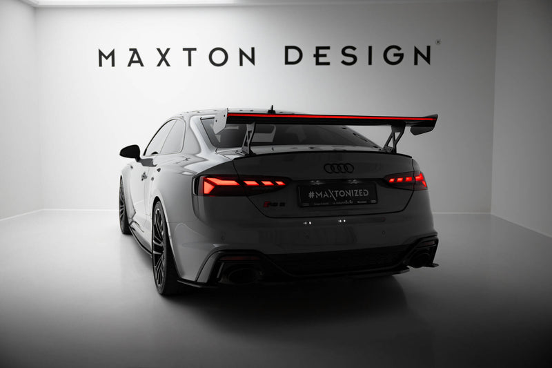Maxton Design Carbon Spoiler With External Brackets Uprights V.1 + LED Audi A5 / A5 S-Line / S5 / RS5 Coupe F5 / F5 Facelift