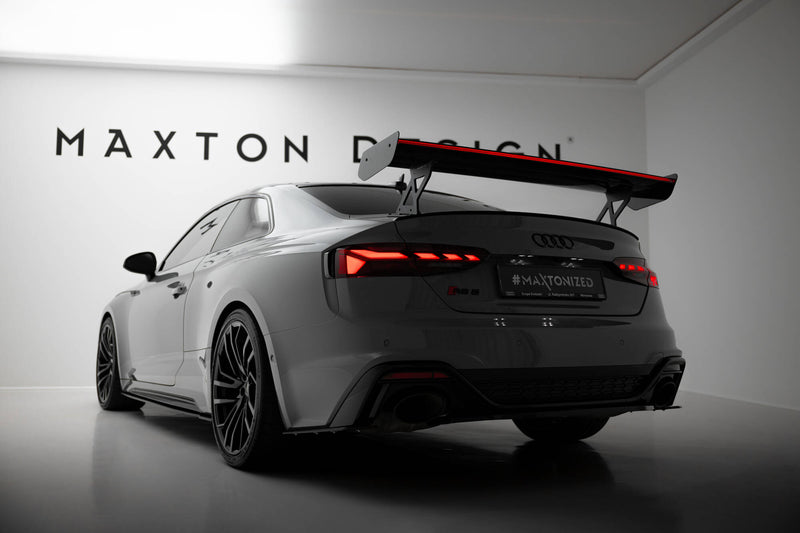 Maxton Design Carbon Spoiler With External Brackets Uprights V.1 + LED Audi A5 / A5 S-Line / S5 / RS5 Coupe F5 / F5 Facelift
