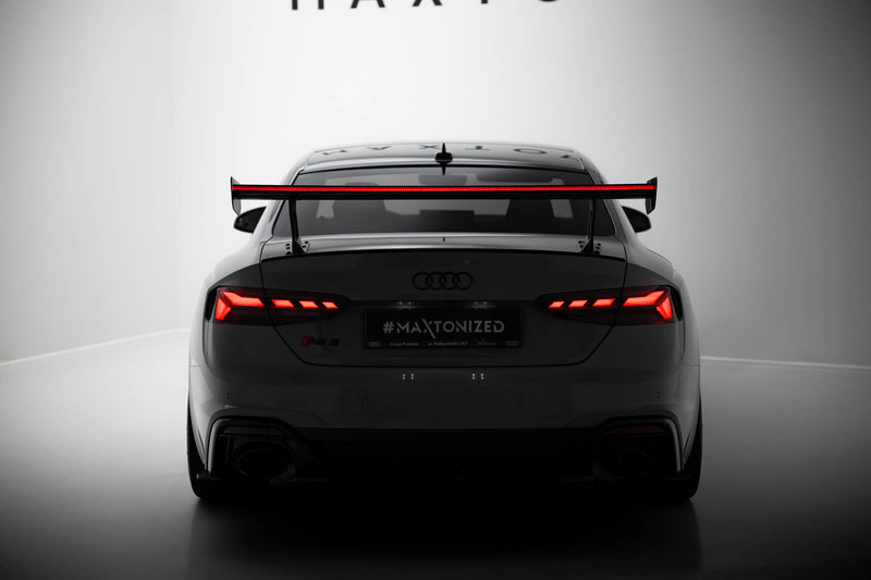 Maxton Design Carbon Spoiler With External Brackets Uprights V.1 + LED Audi A5 / A5 S-Line / S5 / RS5 Coupe F5 / F5 Facelift
