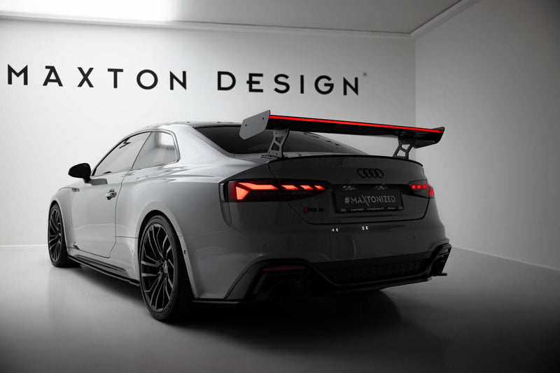 Maxton Design Carbon Spoiler With External Brackets Uprights V.2 + LED Audi A5 / A5 S-Line / S5 / RS5 Coupe F5 / F5 Facelift