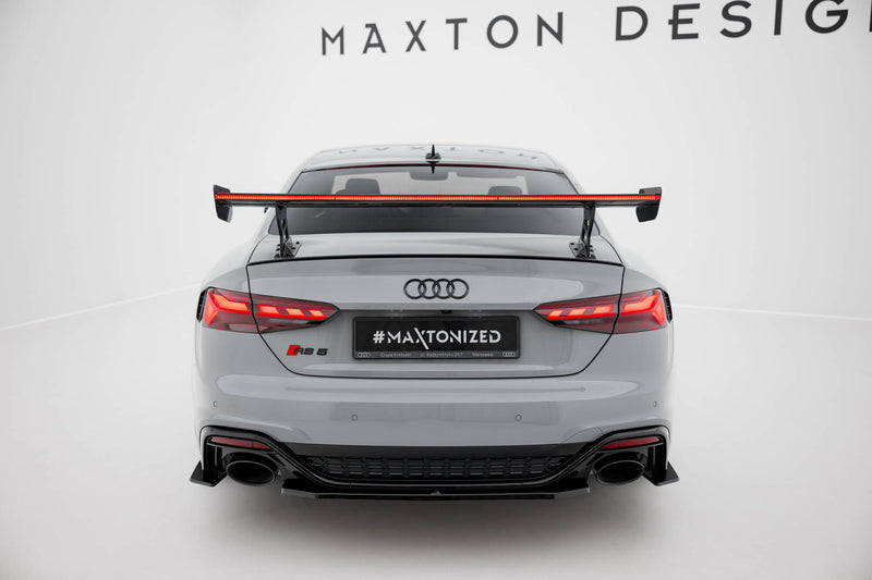 Maxton Design Carbon Spoiler With External Brackets Uprights V.2 + LED Audi A5 / A5 S-Line / S5 / RS5 Coupe F5 / F5 Facelift
