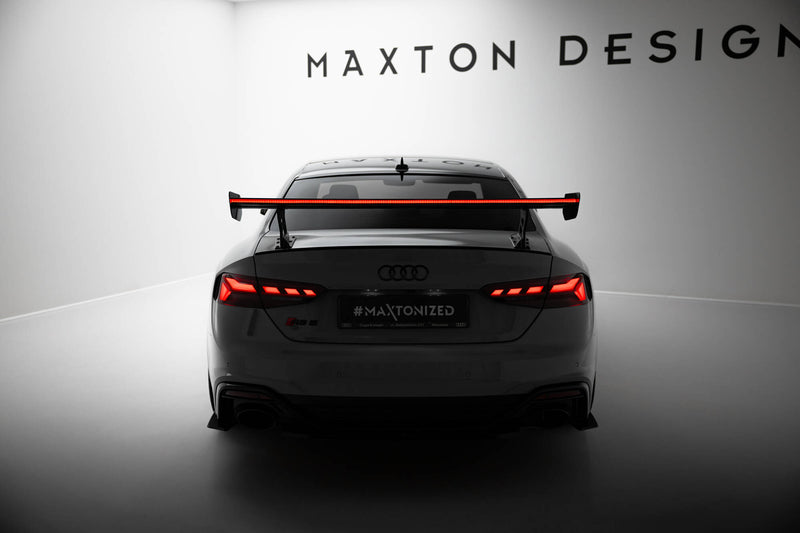Maxton Design Carbon Spoiler With External Brackets Uprights V.2 + LED Audi A5 / A5 S-Line / S5 / RS5 Coupe F5 / F5 Facelift