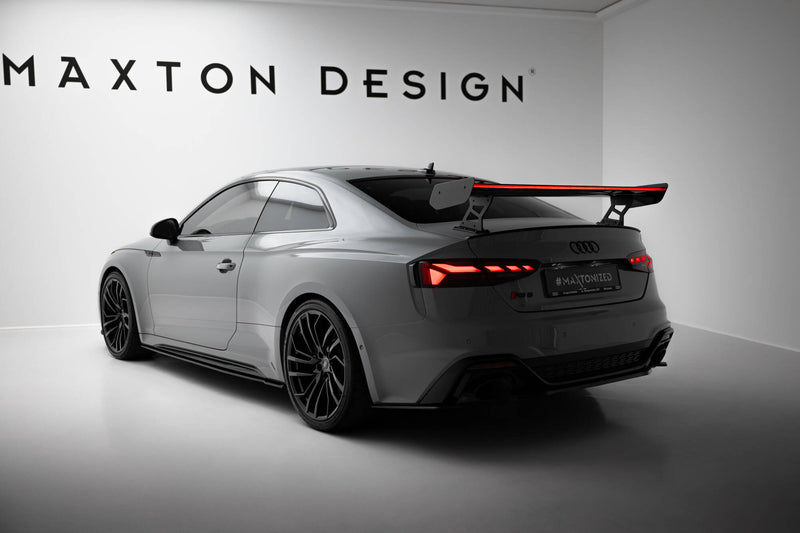 Maxton Design Carbon Spoiler With External Brackets Uprights V.2 + LED Audi A5 / A5 S-Line / S5 / RS5 Coupe F5 / F5 Facelift