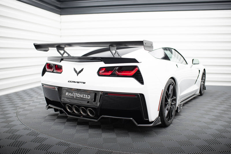 Maxton Design Carbon Spoiler With Internal Brackets Uprights  Chevrolet Corvette Stingray / Grand Sport C7