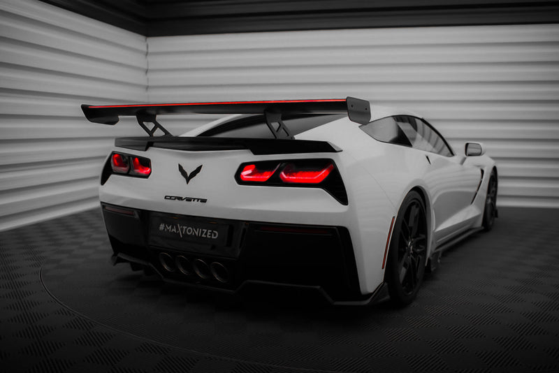 Maxton Design Carbon Spoiler With Internal Brackets Uprights + LED Chevrolet Corvette Stingray / Grand Sport C7