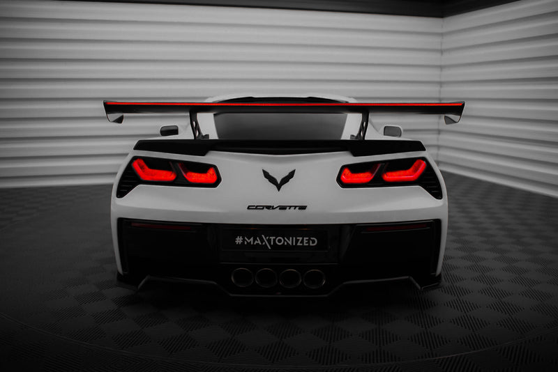 Maxton Design Carbon Spoiler With Internal Brackets Uprights + LED Chevrolet Corvette Stingray / Grand Sport C7