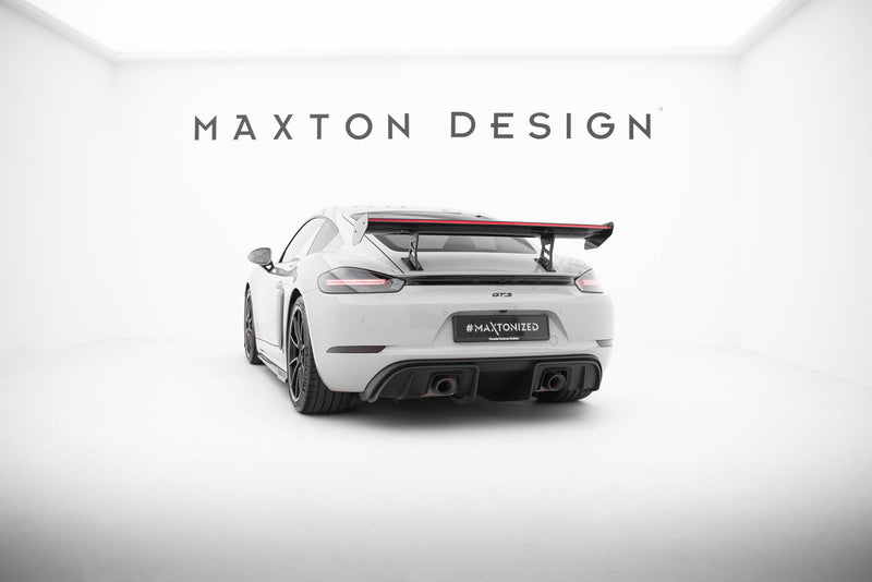 Maxton Design Carbon Spoiler With Internal Brackets Uprights V.1 + LED Porsche 718 Cayman 982c