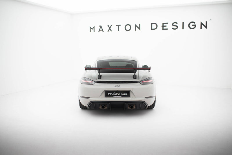 Maxton Design Carbon Spoiler With Internal Brackets Uprights V.1 + LED Porsche 718 Cayman 982c