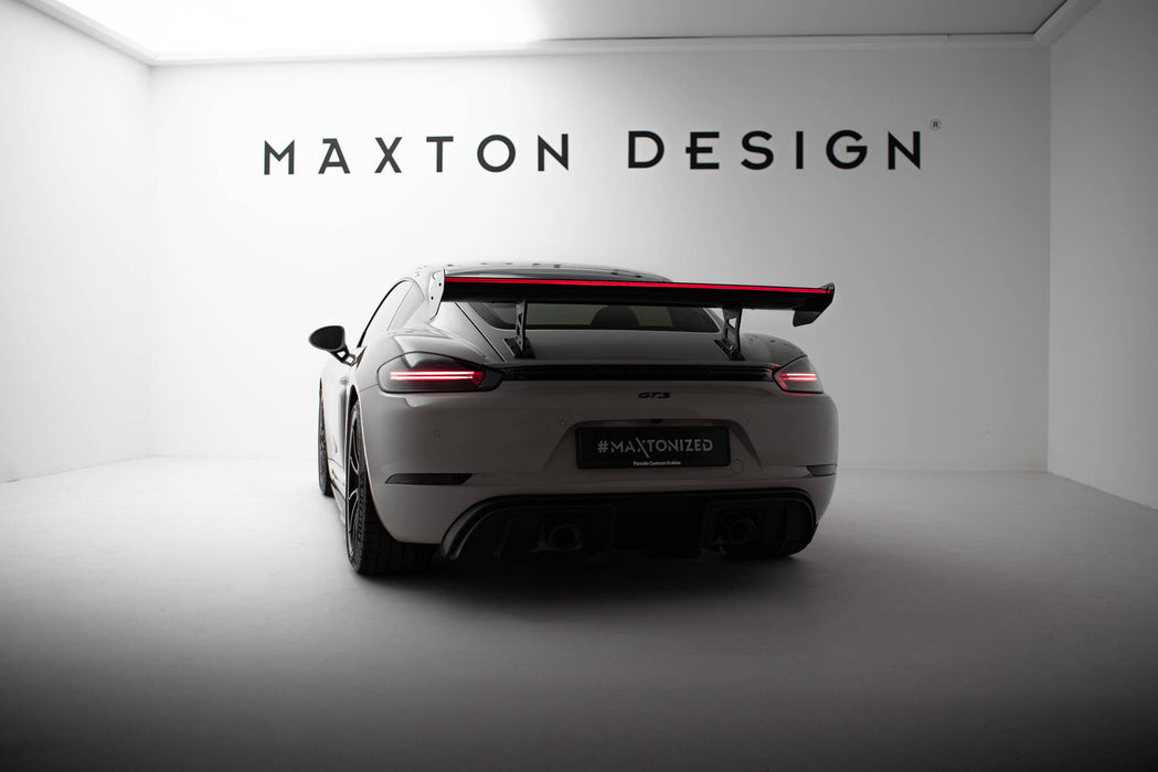 Maxton Design Carbon Spoiler With Internal Brackets Uprights V.1 + LED Porsche 718 Cayman 982c