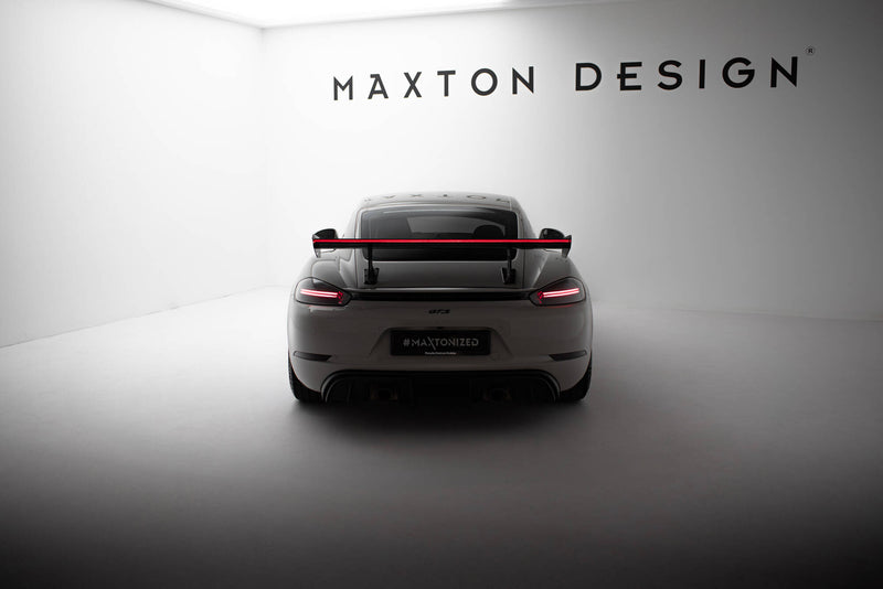 Maxton Design Carbon Spoiler With Internal Brackets Uprights V.1 + LED Porsche 718 Cayman 982c