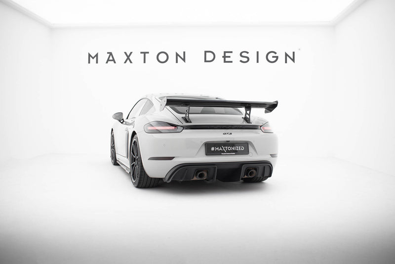 Maxton Design Carbon Spoiler With Internal Brackets Uprights  V.1 Porsche 718 Cayman 982c