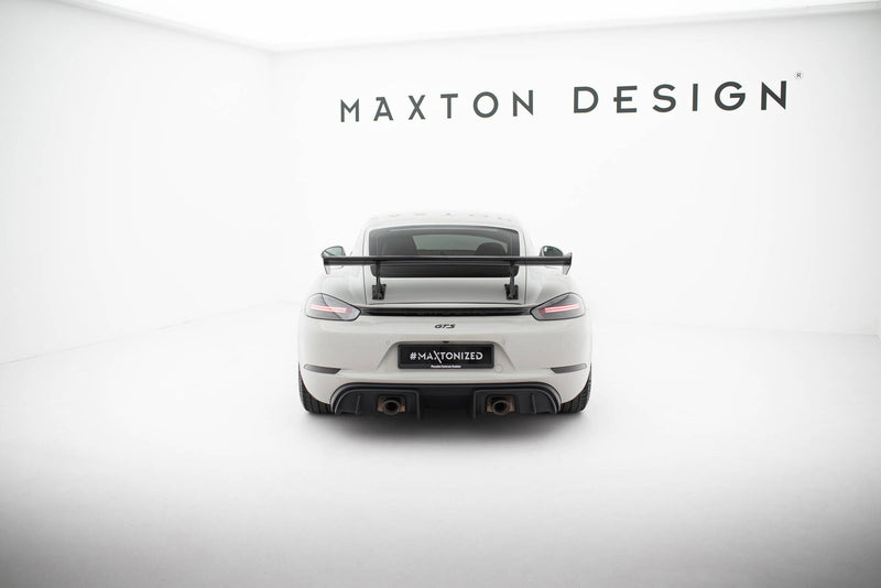 Maxton Design Carbon Spoiler With Internal Brackets Uprights  V.1 Porsche 718 Cayman 982c