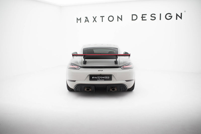 Maxton Design Carbon Spoiler With Internal Brackets Uprights V.2 + LED Porsche 718 Cayman 982c