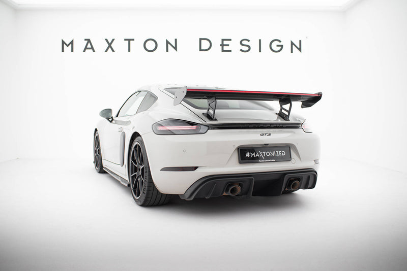 Maxton Design Carbon Spoiler With Internal Brackets Uprights V.2 + LED Porsche 718 Cayman 982c