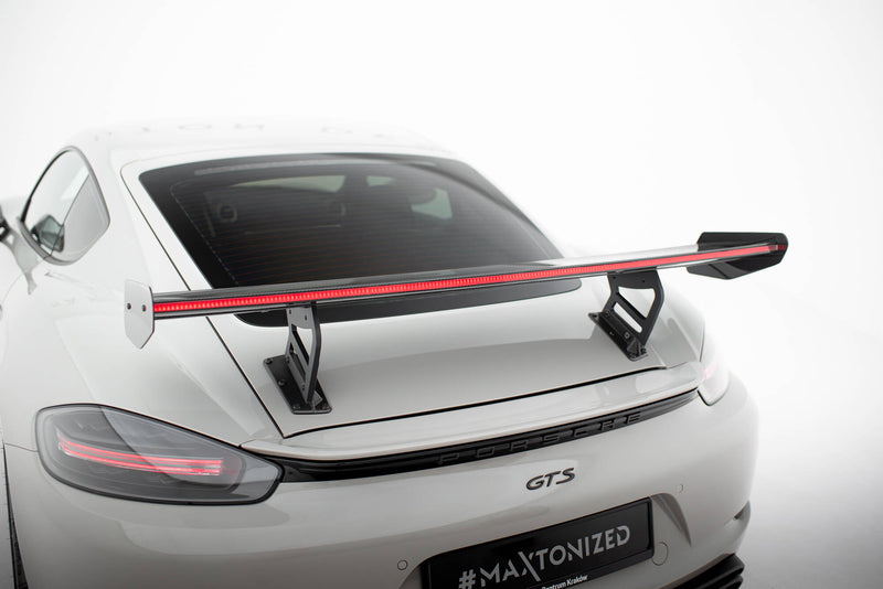 Maxton Design Carbon Spoiler With Internal Brackets Uprights V.2 + LED Porsche 718 Cayman 982c