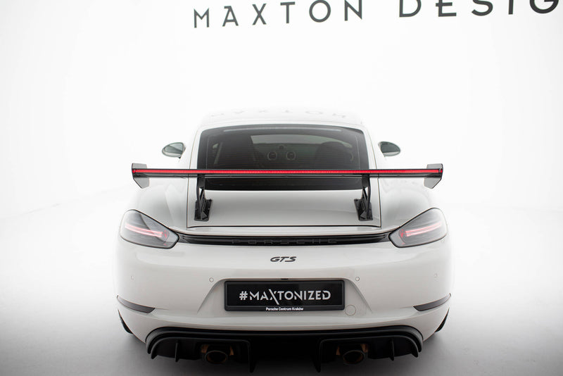Maxton Design Carbon Spoiler With Internal Brackets Uprights V.2 + LED Porsche 718 Cayman 982c