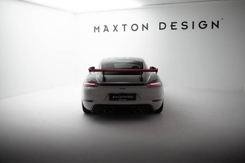 Maxton Design Carbon Spoiler With Internal Brackets Uprights V.2 + LED Porsche 718 Cayman 982c