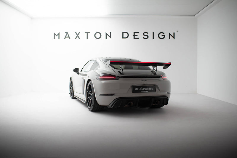 Maxton Design Carbon Spoiler With Internal Brackets Uprights V.2 + LED Porsche 718 Cayman 982c