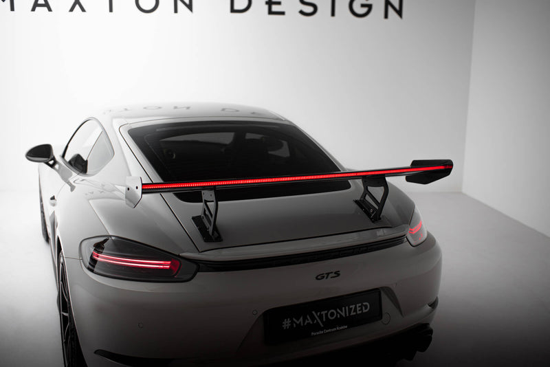 Maxton Design Carbon Spoiler With Internal Brackets Uprights V.2 + LED Porsche 718 Cayman 982c